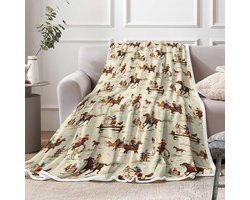 Luxe Plaid Deken voor Bank en Bed - Cowboy/Boho Stijl - Zacht en Warm Fleece Flanel Kleed 127x152 cm