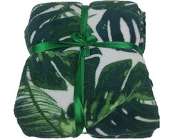 Luxe Plaid FALL COLLECTION THEODORE - Botanical Print - Polyester / Katoen - 130 x 160 cm - woondeken / tv blanket footsi - Warme tv bankdeken / sprei  / grande foulard