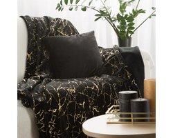 Luxe Plaid GLAMO 150x200cm Zwart/Goud - Zacht & Stijlvol