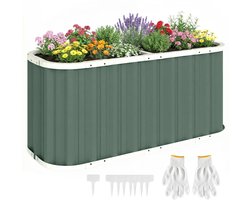 Luxe Plantenbak - Verhoogde Bloembak met Beschermranden, Plantenlabels - Tuinbed - Kweekbak - Moestuinbak - voor Buiten, Terras, Tuin & Balkon - voor Groenten, Bloemen & Kruiden - 136 x 53 x 61 cm - Lichtgroen