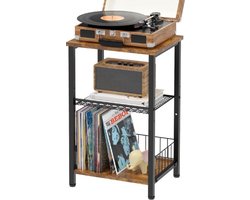 Luxe Platenspeler Meubel – Tafel – Platenkast met Opslag – Vinyl Kast – Vinyl Meubel – IP Kast – Decoratieve Bijzettafel – Vintage Dressoir – Nachtkastje – Hout