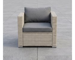 Luxe Polyrattan Lounge Fauteuil Tuinstoel – Comfortabele Outdoor Lounge Chair met Dikke Kussens – Weerbestendige Rattan Tuinstoel voor Balkon, Tuin & Terras – Wit - IndustroHome