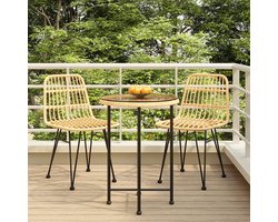 Luxe Polyrotan Bistro Tuinset 3-Delig met Tafel en Stoelen – Compact Balkon & Terras Meubelset – Weerbestendig en Duurzaam