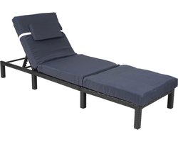 Luxe Polyrotan Ligstoel met Comfortabel Zitkussen voor Tuin en Terras