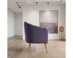 Luxe Pompoen Accentstoel Lila – Moderne Fluwelen Design Fauteuil 52x50x46 cm, Comfortabele Lounge Stoel voor Woonkamer, Slaapkamer, Kantoor & Kaptafel – Furnitureland