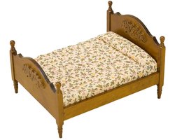 Luxe Poppenbed - Poppenbedje Hout - Poppenhuis Meubels - Bruin