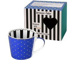 Luxe porselein Mok – Blauw met Gouden Stippen – 400 ml – Elegante Mok voor Koffie, Thee & Cappuccino – Perfect Cadeau voor Elke Gelegenheid