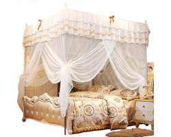 Luxe Prinses Vier Hoek Post Hemelbed Gordijnen - Drie Zijopeningen - Klamboe Beddengoed - Verjaardagscadeau - Meisjes Kamer Decor - 150x200x200 cm