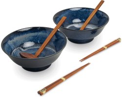 Luxe Ramen Bowl Set Izayoi - Ramen Bowl met lepels en stokjes - Japans Servies - Ramen eten zoals in een Restaurant! Ramen King