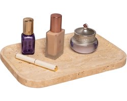 Luxe Rechthoekig Dienblad van Travertijn Natuursteen - Organiser voor Badkamer, Aanrecht of Dressoir