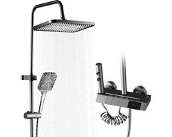 Luxe Regendouche Set met Digitaal Display - 4 Standen, 30x20 cm Hoofddouche, Grijs