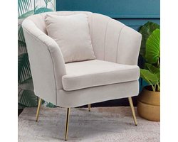 Luxe Relaxfauteuil met Stofbekleding en Goudkleurige Quilting - Modern Design
