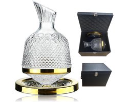Luxe rode wijnkaraf met geschenkdoos - handmatige rotatie - 360 ° draaibare kristallen karaf - huwelijkscadeau - verjaardagsfeest - kerstdag