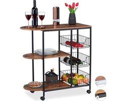 Luxe Roltafel – Keukentrolley – Drank Trolley – Serveerwagen – Bar Cart – Theewagen – Multifunctioneel – Praktisch Design – Stijlvol – Bruin