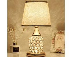 Luxe Romantische Gouden Kristallen LED Tafellamp 37x20 Sfeer Verlichting Klassiek Elegant Staande Lamp & Lampenkap Voet GOUD Creatieve Woonkamer Cadeau- Kantoor Blikvanger- Hal Entree - Chique Hotelkamer Schemerlamp Glamour Goud Transparant Kristal