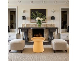 Luxe Ronde Salontafel – Ø90 cm – Oranje – Modern Design – Kunststof Tafelblad – Stevig Onderstel – Stijlvol en Duurzaam