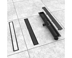 Luxe RVS Douchegoot met flens - douche Afvoer- zwart - Tegelinzetbaar -80cm