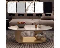 Luxe Salontafel Marmer Look met Gouden Metalen Onderstel - Stevige Rechthoekige Tafel