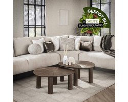 Luxe Salontafel set van 2 - Salontafel Buiten (71x61x38cm) - Salon Tafel - Salontafel Woonkamer - Bijzettafel voor Buiten / Woonkamer / Tuin - Bijzettafeltje Tuin / Woonkamer / Buiten - Bijzettafeltjes Woonkamer