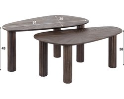 Luxe Salontafel set van 2 - Salontafel Buiten (84x39x43cm) - Salon Tafel - Salontafel Woonkamer - Bijzettafel voor Buiten / Woonkamer / Tuin - Bijzettafeltje Tuin / Woonkamer / Buiten - Bijzettafeltjes Woonkamer