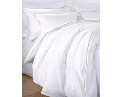 Luxe satijnen beddengoed SAN ANTONIO 160x200 wit met gouden bies