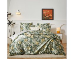 Luxe Satijnen Dekbedovertrek Bloemen en Bladeren 220x240 cm 3-Delig