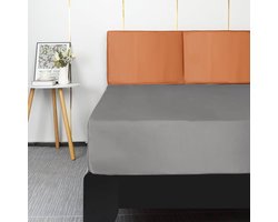 Luxe Satijnen Hoeslaken - Donkergrijs - 200x200x36 cm - Zijdezacht Polyester