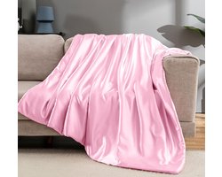 Luxe Satijnen Plaid Deken - Koel en Zijdezacht Gebreid Sierkleed voor Bank en Bed (150x200 cm)