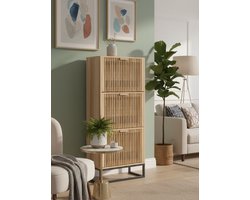 Luxe Schoenkast 52x25x120 cm – Moderne Schoenorganizer met Deuren – Houten Schoenenkast met IJzeren Frame – Stabiele Flurkast / Schoenmeubel – Ruime Schoenopslag voor Hal, Gang & Slaapkamer – Medahomestore