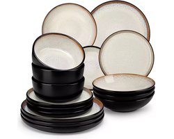 Luxe Serviesset – 16 delig – 4 persoons – Steengoed - Bordenset – Dinner platen – Dessertborden - Kommen - Pastabord - Beige