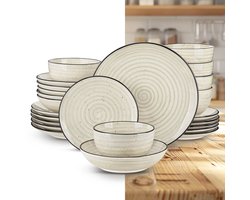 Luxe Serviesset – 24 delig – 6 persoons – Porselein - Bordenset – Dinner platen – Dessertborden - Kommen - Pastabord - Beige