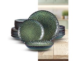 Luxe Serviesset – 24 delig – 8 persoons – Porselein - Bordenset – Dinner platen – Dessertborden - Pastabord - Groen