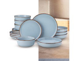 Luxe Serviesset – 32 delig – 8 persoons – Keramisch - Bordenset – Dinner platen – Dessertborden - Pastabord - Kommen - Blauw