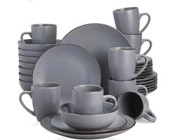 Luxe Serviesset – 32 delig – 8 persoons – Porselein - Bordenset – Dinner platen – Dessertborden - Kommen - Mokken - Schaaltjes -Grijs