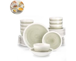 Luxe Serviesset – 32 delig – 8 persoons – Porselein - Bordenset – Dinner platen – Dessertborden - Kommen - Pastabord - Beige