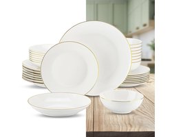 Luxe serviesset – 32 delig – 8 persoons – Porselein - Bordenset – Dinner platen – Dessertborden - Kommen - Pastabord - Wit
