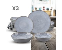 Luxe Serviesset – 48 delig – 12 persoons – Steengoed - Bordenset – Dinner platen – Dessertborden - Kommen - Soepborden - Set - Grijs
