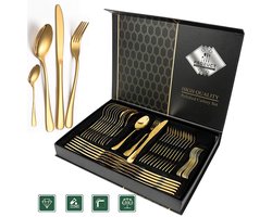 Luxe serviesset – 48 stuks – Geschikt voor 12 personen – Modern servies – Roestvrij staal – Western servies – Servies in geschenkverpakking