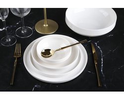 Luxe serviesset - Voor 6 personen - 25-delig - Porseleinen set - Wit - Rond