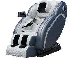 Luxe Shiatsu Massagestoel Calma + Hoes, Fleece deken & Cleaning pasta - Full Body - Zero Gravity - Verwarming Rug & Taille - Massage Chair - Bluetooth Muziek - Massage apparaat - Massage - Airbagcompressie - Elektrische Massage Stoel - Blauw