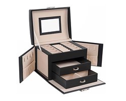 Luxe Sieraden Doos – Bijouterie Kistje – Juwelen Box – Oorbellen/Ring/Ketting/Armband – Vrouwen/Dames/Meisjes - Zwart