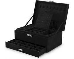 Luxe sieradendoos - Juwelen doos voor sieraden (ring, ketting, oorbellen, horloge) - Dames bijouterie organizer - Zwart