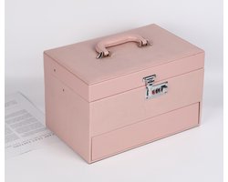 Luxe Sieradendoos - Juwelendoos - Opbergbox - Sieradenbox - Bijouterie Kist - Oorbellen/Ring/Ketting/Armband - Vrouwen/Dames/Meisjes - Roze