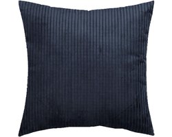 Luxe sierkussen CORDUROY blauw– 45 x 45 cm - polyester - wonen - interieur – woonaccessoires – kussentjes