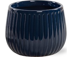 Luxe sierpot Livia Donker Blauw – bloempot voor binnen – pot van 12,5cm – plantenpot met Ø15 – sierpot voor kamerplant