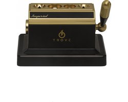 Luxe Sigarenknipper Trove 4-in-1 met Houten Opbergdoos en Zwarte Stoffen Zak - V- en Rechte Sneden -zwart - Goud