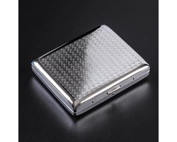 Luxe Sigarettenhouder - box 1 - Opbergdoosje - Sigaretten Koker Metaal - Zilver - Geschikt voor 20 sigaretten - Design - Cigarettecase