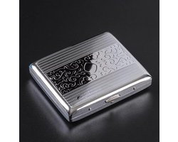 Luxe Sigarettenhouder box 2 - Opbergdoosje - Sigaretten Koker Metaal - Zilver - Geschikt voor 20 sigaretten - Design - Cigarettecase