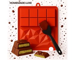 Luxe Siliconen Chocoladereep Bakvorm Met Spatel - Siliconen Bakvormen - Chocolade Mal - Dubai Chocoladevorm - Chocoladereep - Dubai reep - Dubai Chocolade - Tablet - Mal voor chocolade, koek, gebak, zeep - BPA vrij - Magnetron en Vaatwasser bestendig