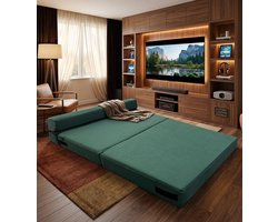 Luxe Slaapbank Futon 2 Persoons – Donkergroen – Met Traagschuim, Multifunctioneel, Inklapbaar & Ruimtebesparend – Perfect Voor Woonkamer, Logeerkamer & Studio - Casa Serena